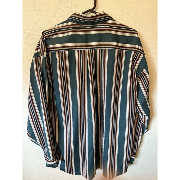 VTG Loafers Reed & James Striped Button Up Shirt Blue Green Red Long Sleeve XL - Picture 5 of 7